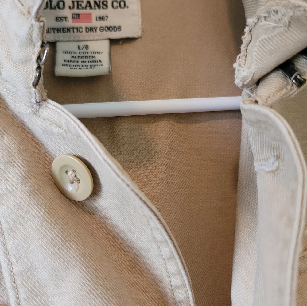 Ralph Lauren Polo Jeans Beige Tan Cotton Denim Jacket Coat - Picture 5 of 8